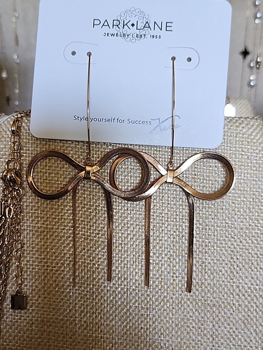 Park Lane Rose Gold Bow Tassel Earrings